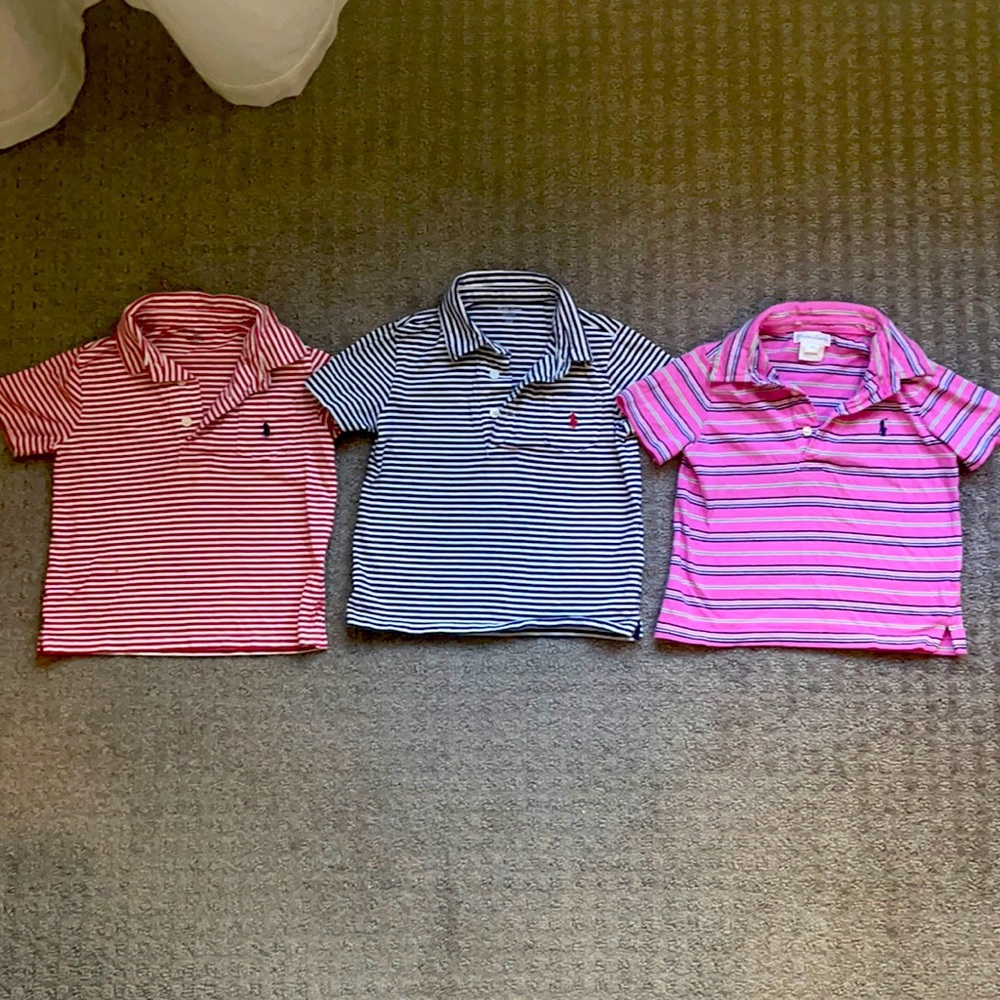 Polo by Ralph Lauren polos- striped (Red & white, navy& white, & pink multi)